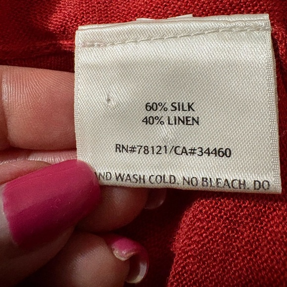 Eileen Fisher Burnt Orange Cowl Neck Silk/Linen Lightweight Knit Top. Size L - Picture 5 of 10